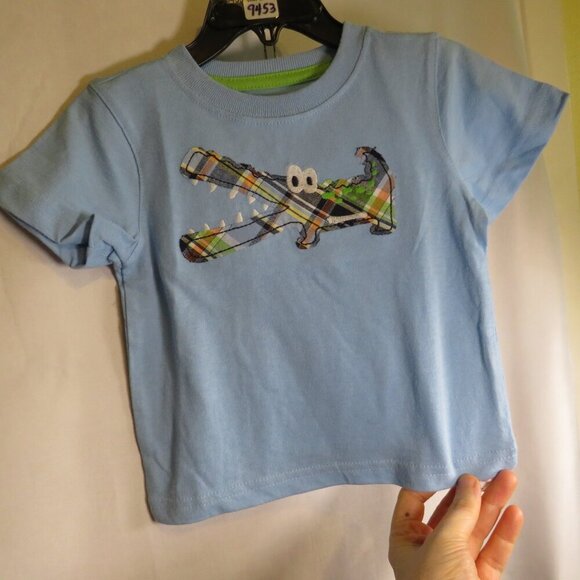 Baby Plaid Alligator Crocodile 2pc shirt & shorts 9mts 100% cotton embroidered - Picture 6 of 8